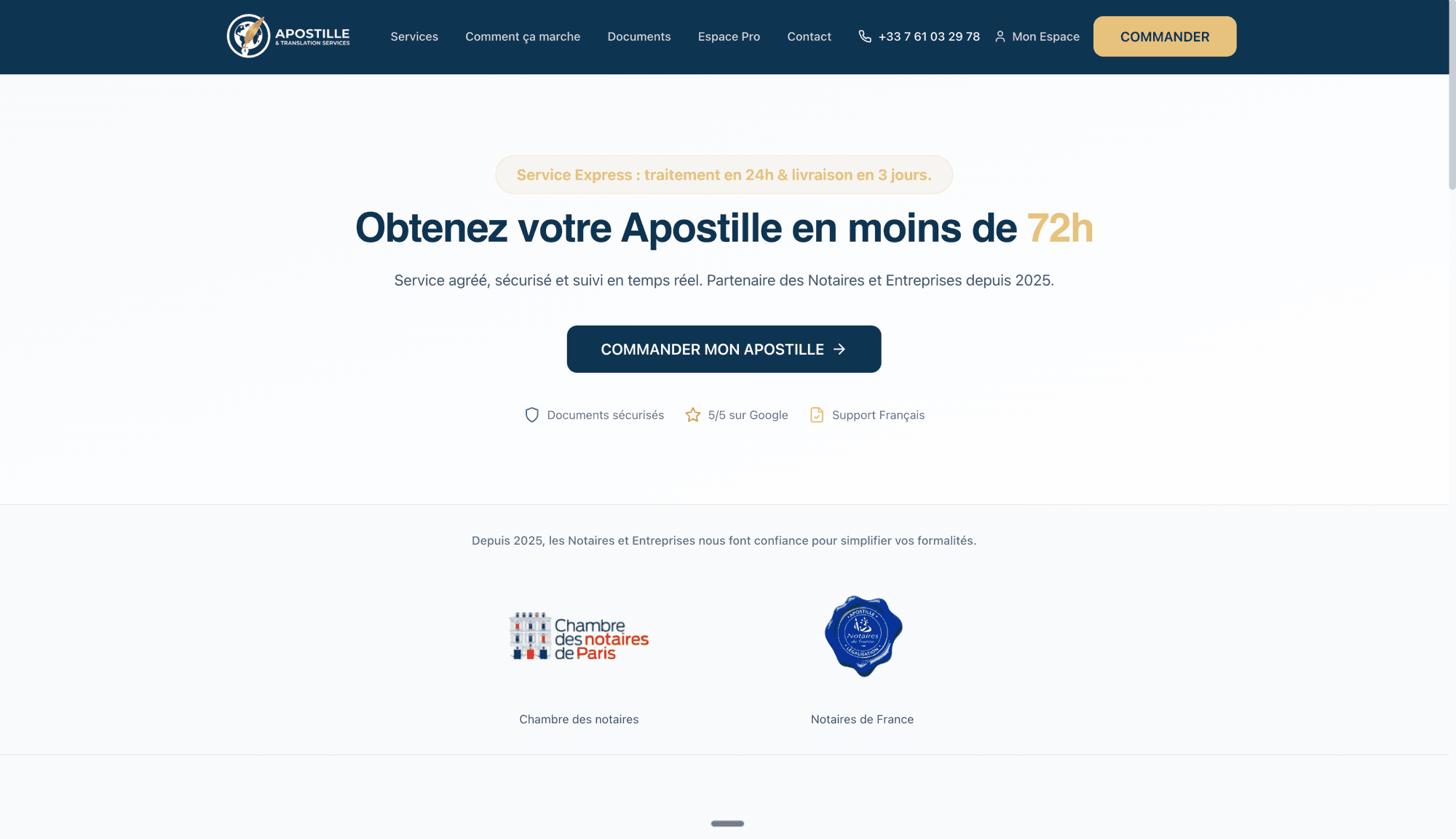 Aperçu du site Go-Apostille
